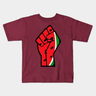 Watermelon Palestine Black Power Fist - Right Side - Back Kids T-Shirt